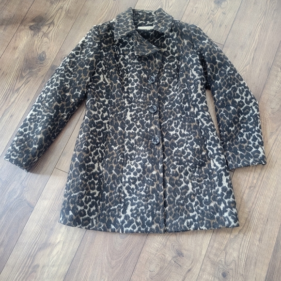Michael Kors Leopard Print Chesterfield Coat, Size Med - Picture 1 of 7